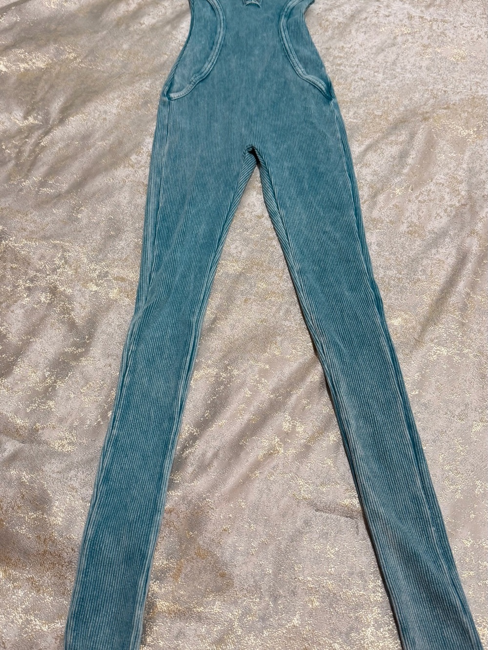 Fashion Nova Teal Ribbed Halter Jumpsuit - Picture 6 of 9